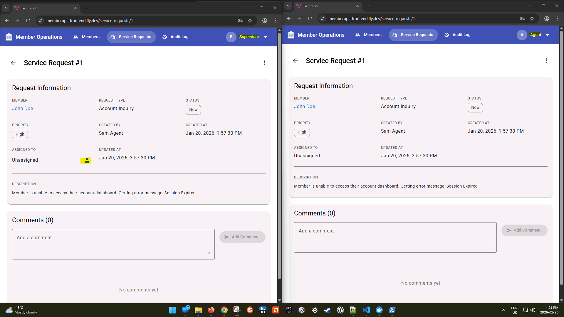 Comparison of available actions based on user role.